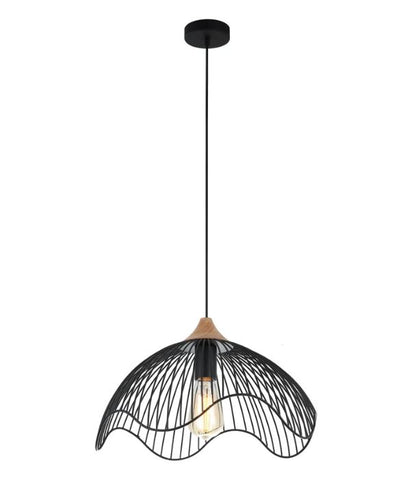 SPIAGGIA: Dome Shape & Wavy Edge Pendant Light - Black