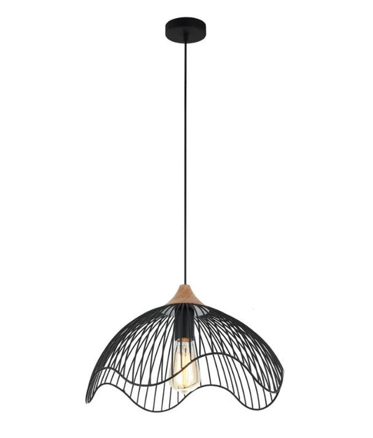 SPIAGGIA: Dome Shape & Wavy Edge Pendant Light - Black