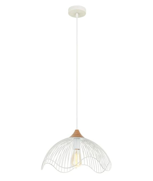 SPIAGGIA: Dome Shape & Wavy Edge Pendant Light - White