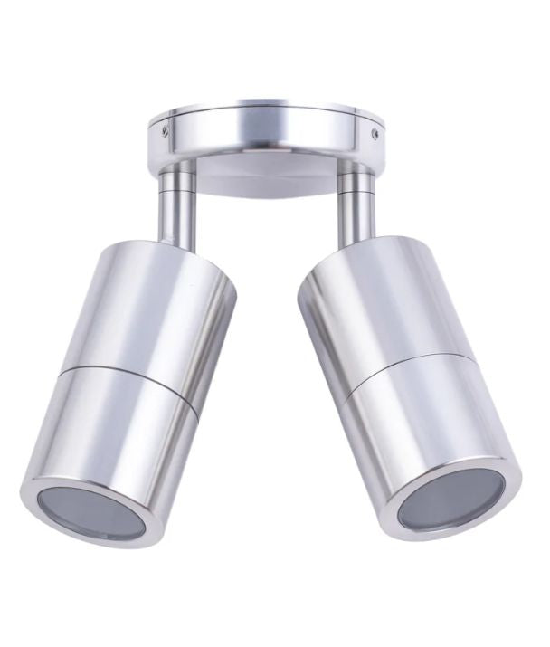 GU10 Exterior Wall Pillar Spot Lights (Anodized Aluminium) IP65 - Double Adjustable