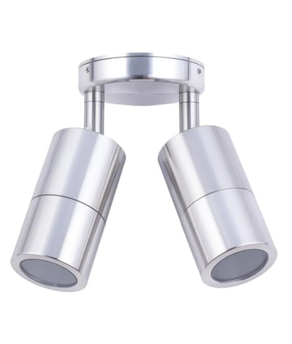GU10 Exterior Wall Pillar Spot Lights (Anodized Aluminium) IP65 - Double Adjustable