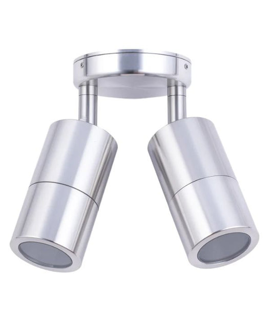 GU10 Exterior Wall Pillar Spot Lights (Anodized Aluminium) IP65 - Double Adjustable