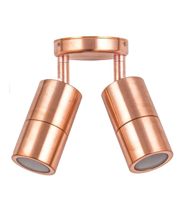 GU10 Exterior Wall Pillar Spot Lights (Copper) IP65 - Double Adjustable