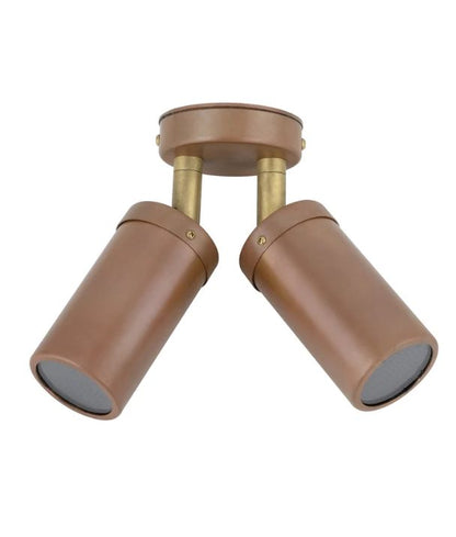 GU10 Exterior Wall Pillar Spot Lights (Aged Copper) IP54 - Double Adjustable