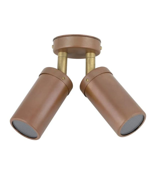GU10 Exterior Wall Pillar Spot Lights (Aged Copper) IP54 - Double Adjustable
