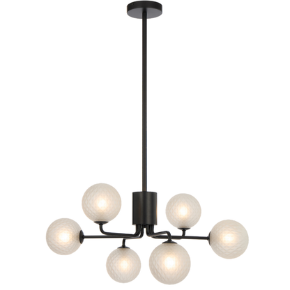 FELTON 6 Pendant Light - Black/Frost Tear