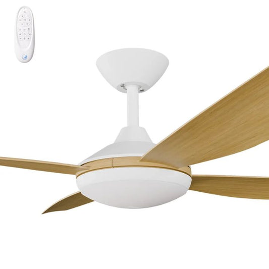 Calibo Vanga 48" DC Smart Ceiling Fan with LED Light and Remote Control - White and Bamboo