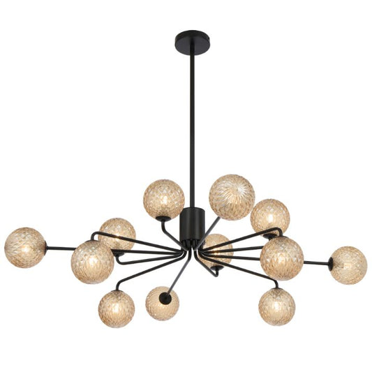 FELTON 12 Pendant Light - Black/Amber Tear