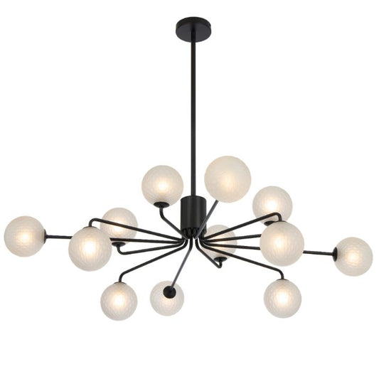 FELTON 12 Pendant Light - Black/Frost Tear