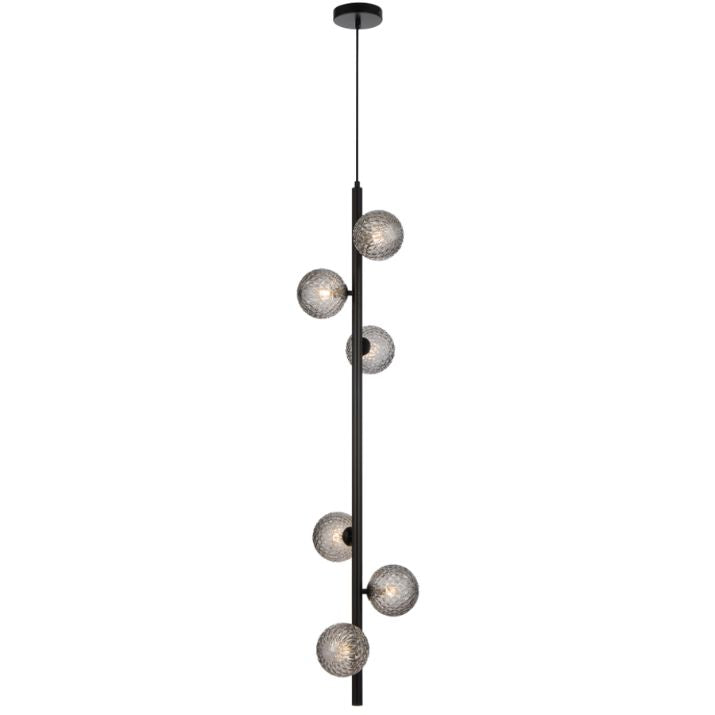 ELSON 6 Pendant Light - Black/Smoke Tear