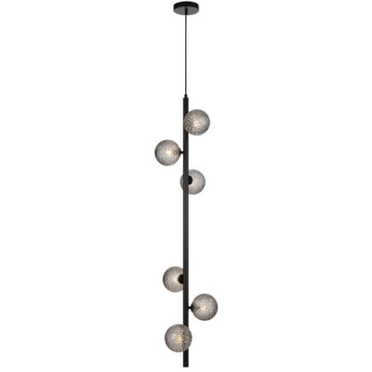 ELSON 6 Pendant Light - Black/Smoke Tear