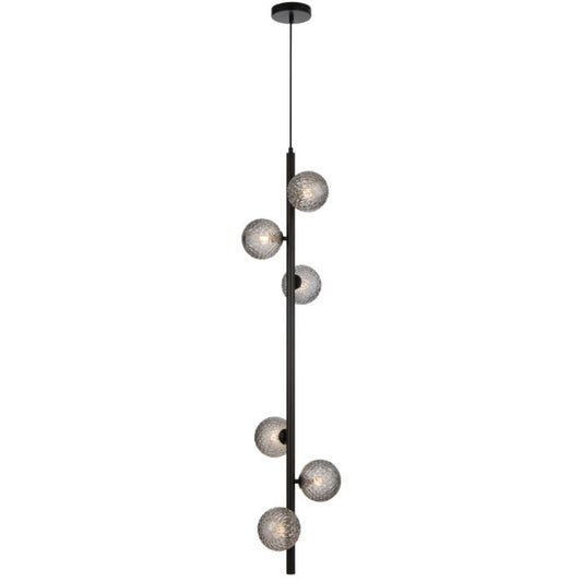 ELSON 6 Pendant Light - Black/Smoke Tear