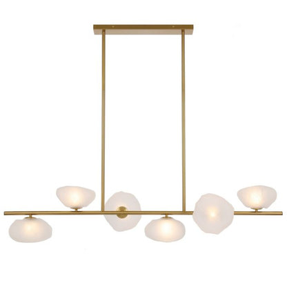ZECCA 6 Linear Pendant Light - Antique Gold/Frost