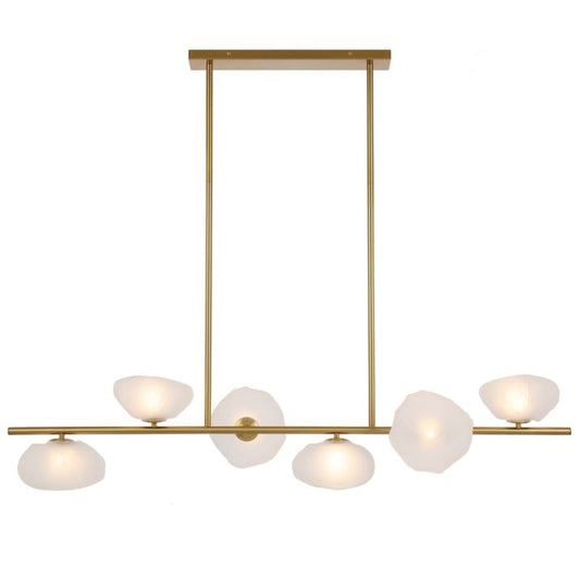 ZECCA 6 Linear Pendant Light - Antique Gold/Frost