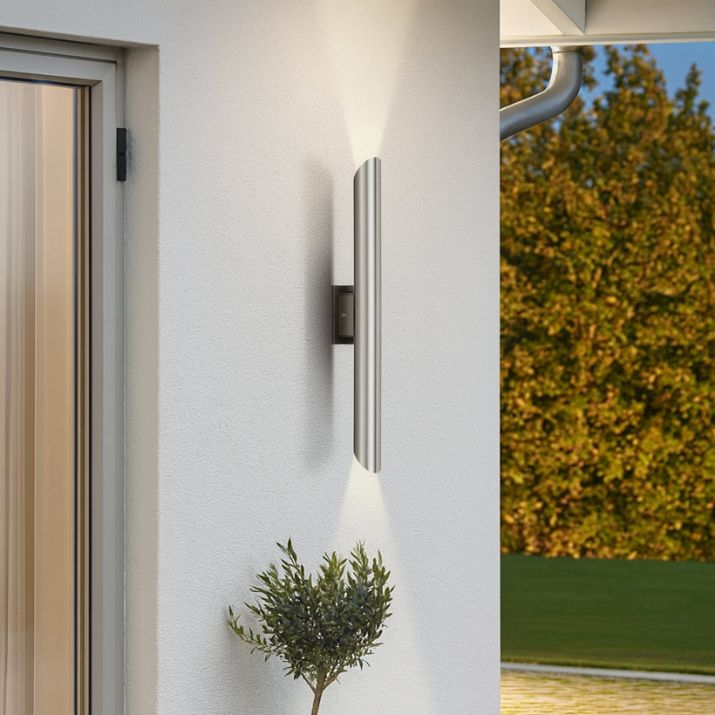 Penros Twin Exterior Wall Light - Stainless Steel
