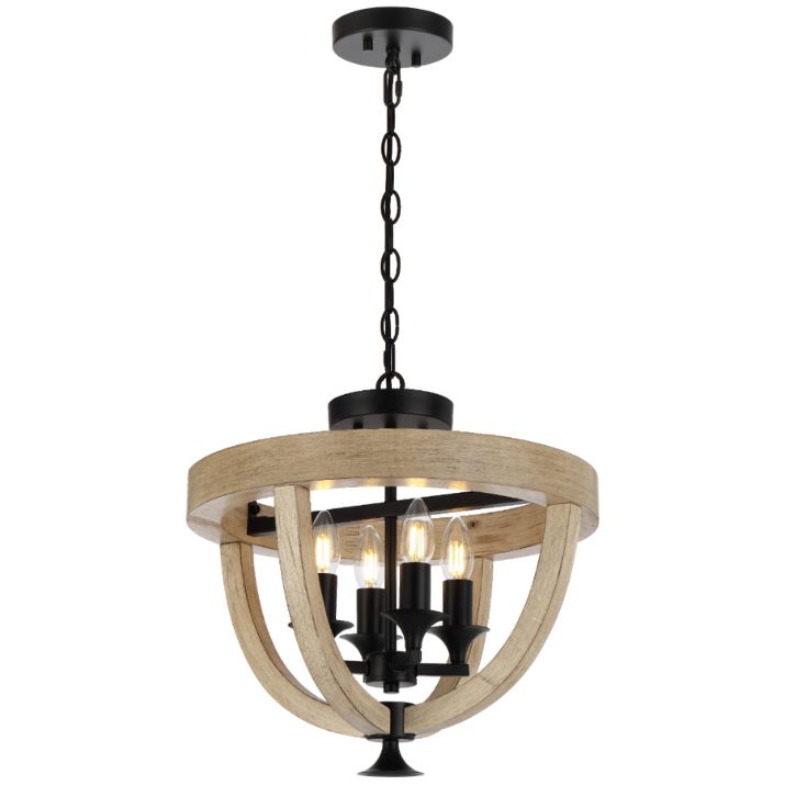 HOSLEY 4 Pendant Light CTC Ceiling Light - Woodi Black
