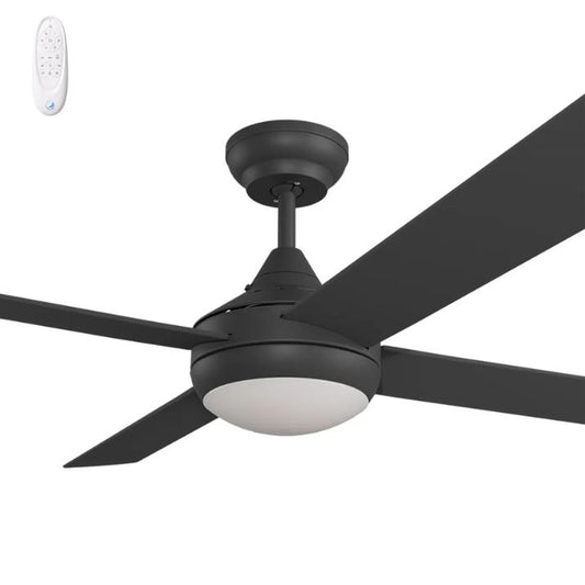 Calibo Kestrel 48" (1220mm) Indoor/Outdoor DC Ceiling Fan with 18W CCT LED Light & Remote - Black