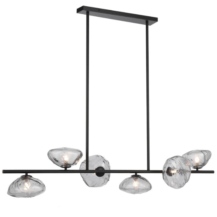 ZECCA 6 Linear Pendant Light - Black/Smoke