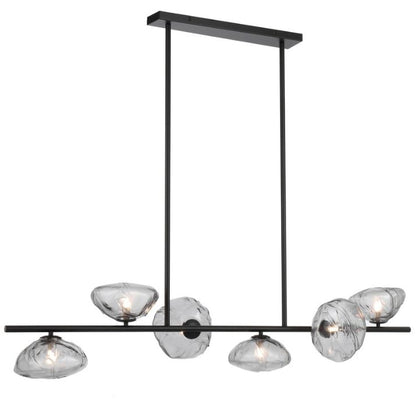 ZECCA 6 Linear Pendant Light - Black/Smoke