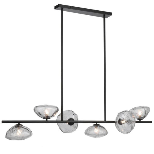 ZECCA 6 Linear Pendant Light - Black/Smoke