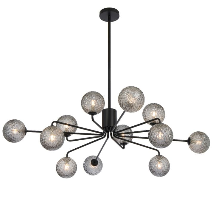 FELTON 12 Pendant Light - Black/Smoke Tear