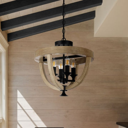 HOSLEY 4 Pendant Light CTC Ceiling Light - Woodi Black