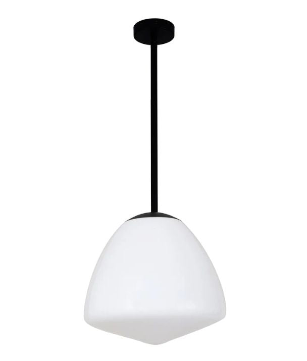 CIOTOLA: Interior Tipped Large Dome Frosted Glass Pendant Light - Matte Black