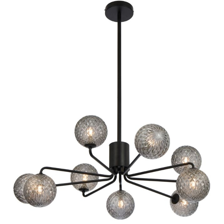 FELTON 9 Pendant Light - Black/Smoke Tear