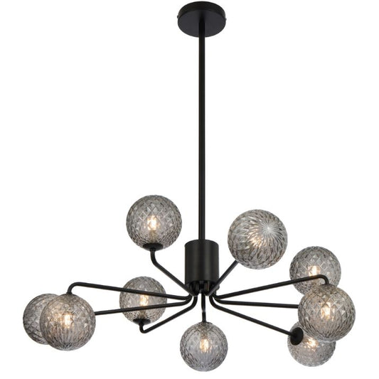 FELTON 9 Pendant Light - Black/Smoke Tear