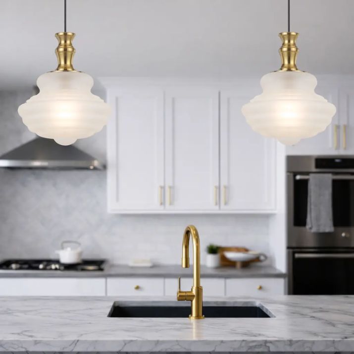 Verdun 26cm Pendant Light - Antique Gold | Frost