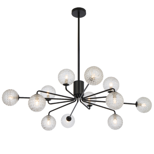 FELTON 12 Pendant Light - Black/Clear Prism