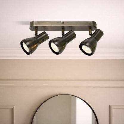 CURTIS 3 Light Ceiling Spot Light - Antique Brass