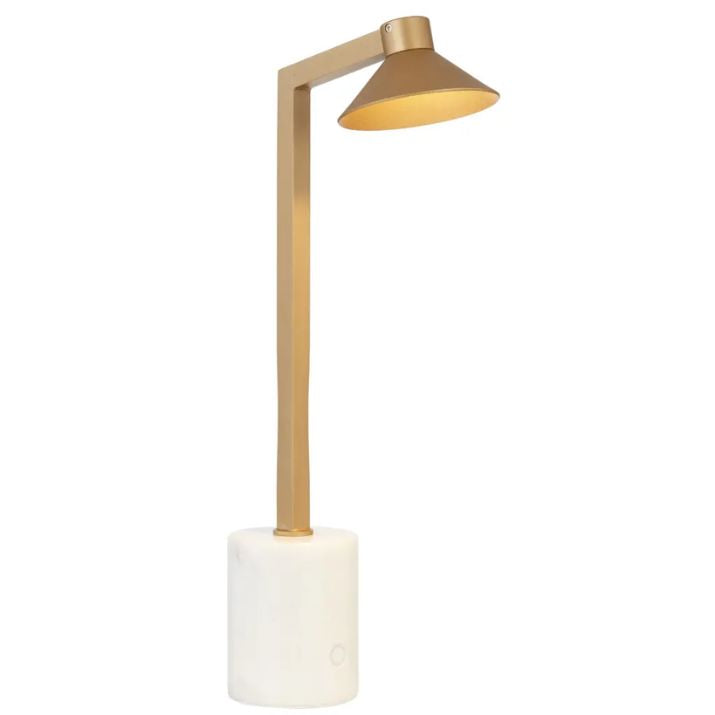 Satrom LED Table Lamp - Antique Brass/White Marble