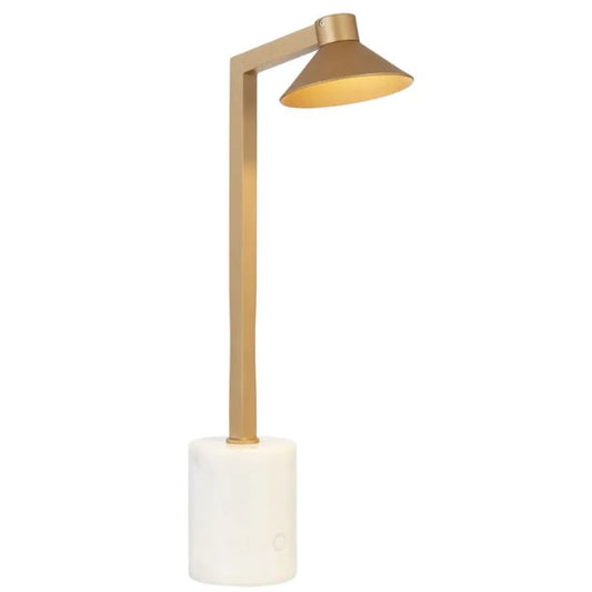 Satrom LED Table Lamp - Antique Brass/White Marble