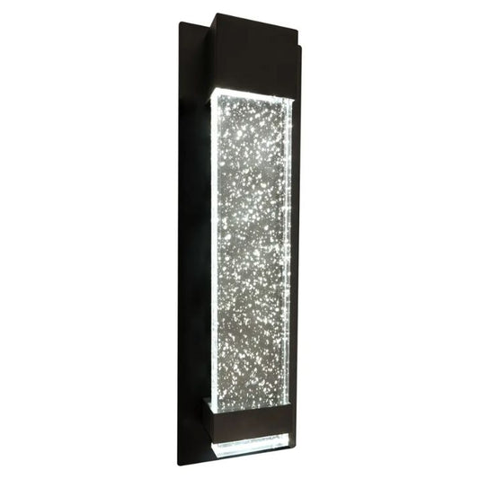 Calibo Coot Small Rectangular Bubble Glass Weatherproof LED Exterior Wall Light - Black