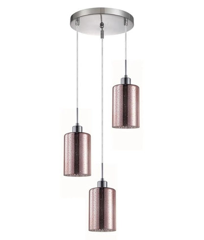 ESPEJO4X3R: Interior Iron & Rose Gold Oblong Glass with Dotted Effect Pendant Light - Multiple Round Base