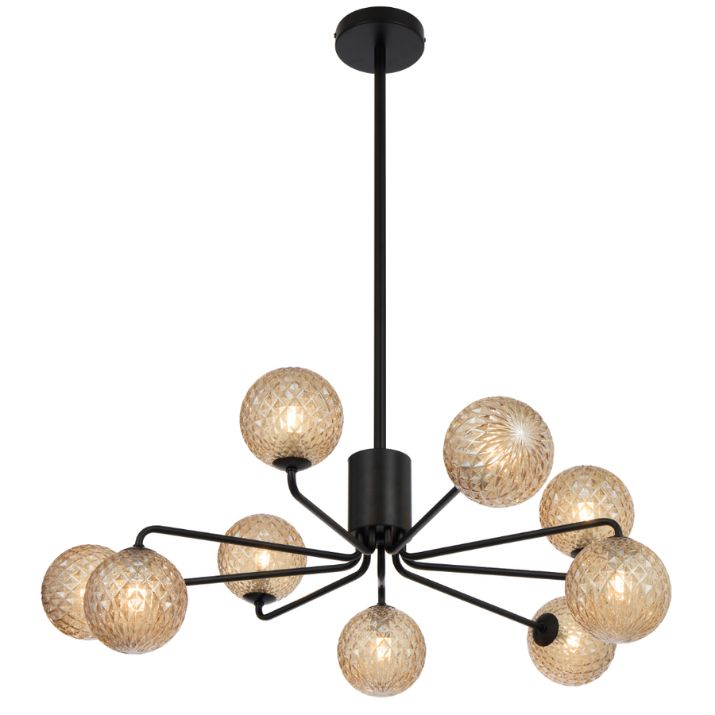 FELTON 9 Pendant Light - Black/Amber Tear