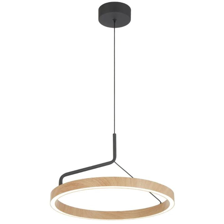 TRUVON 40CM Pendant Light - Black/Oak