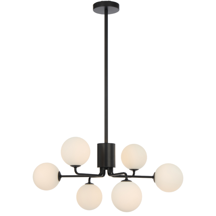 FELTON 6 Pendant Light - Black/Opal Matt