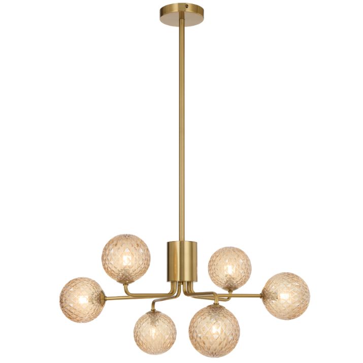 FELTON 6 Pendant Light - Antique Gold/Amber Tear