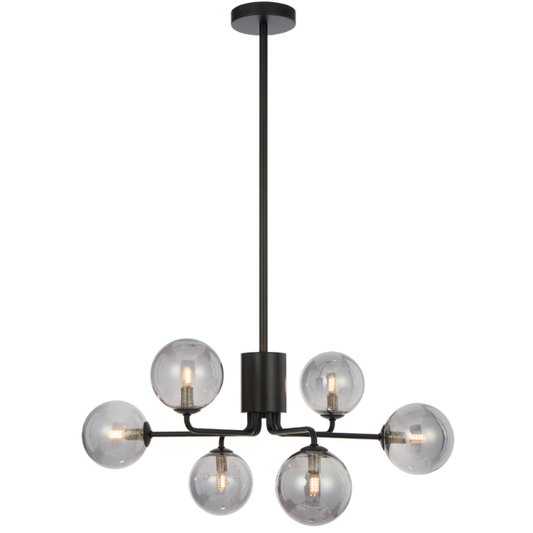 FELTON 6 Pendant Light - Black/Smoke
