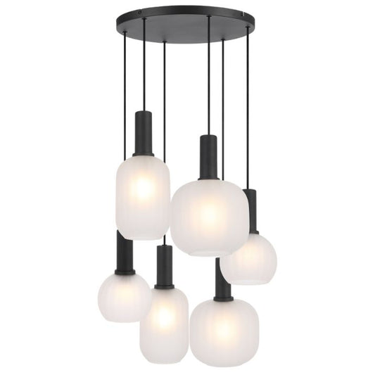 AOSTA 6 Pendant Light - Black / Frost