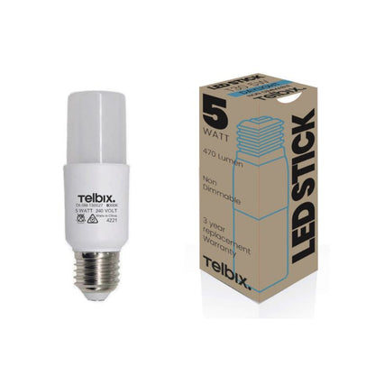 E27 T30 5W LED Tubular Globe Opal Non-Dimmable - 6000K