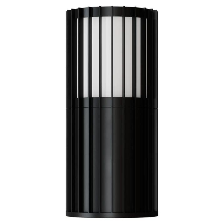 Calibo Bright Cylinder Outdoor LED Wall Light with Linear Fin Detailing - Black