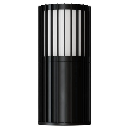 Calibo Bright Cylinder Outdoor LED Wall Light with Linear Fin Detailing - Black