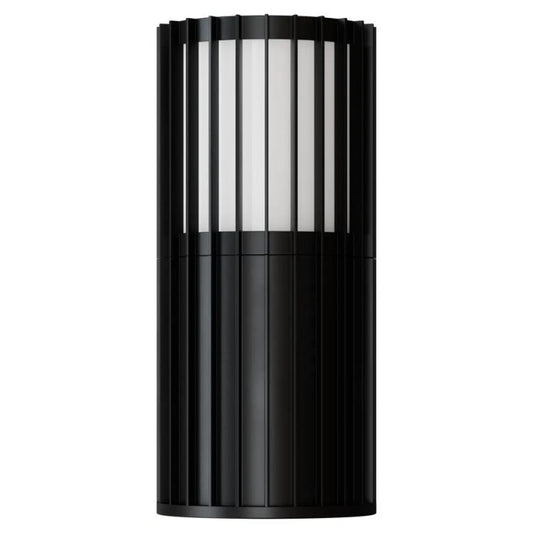 Calibo Bright Cylinder Outdoor LED Wall Light with Linear Fin Detailing - Black