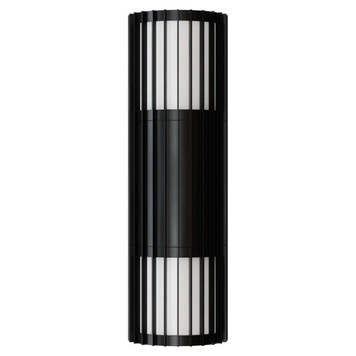 Calibo Bright Cylinder Up/Down Outdoor LED Wall Light with Linear Fin Detailing - Calibo Bright Ribbed Tubular Up/Down Outdoor LED Wall Light