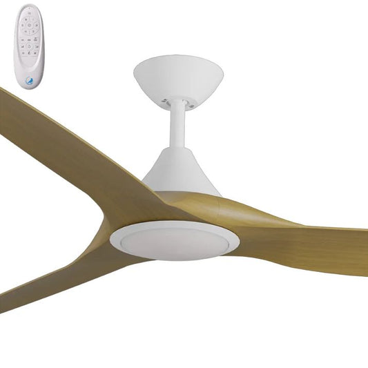 Calibo Smart CloudFan 60" (1520mm) ABS DC Ceiling Fan with 20W CCT LED Light and Remote - White with Teak