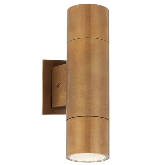 Walsh Twin Exterior Wall Light - Natural Brass