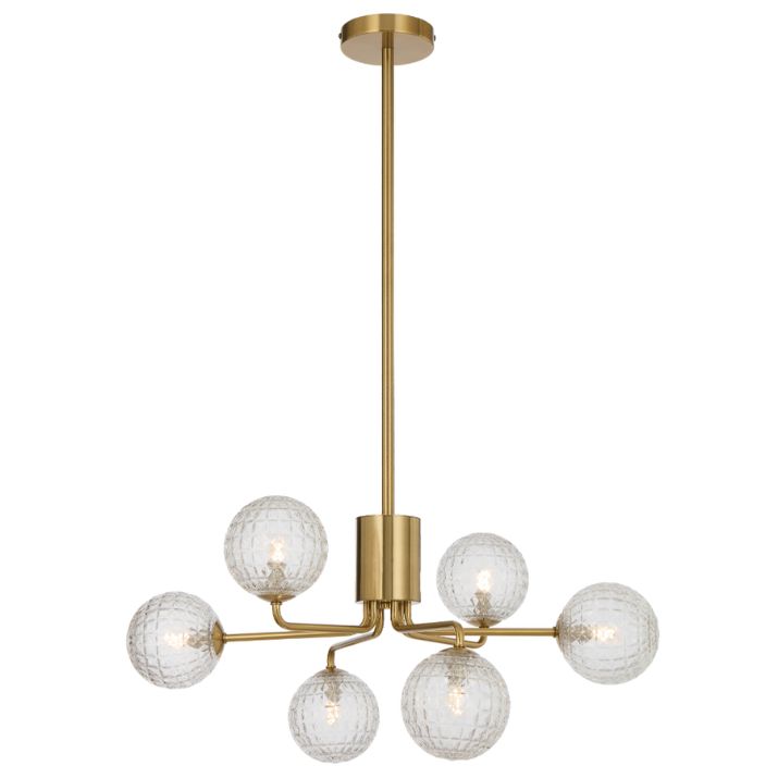 FELTON 6 Pendant Light - Antique Gold/Clear Prism
